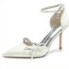 Chaussures de mariée satin fermées pointues RBQIZVW talon