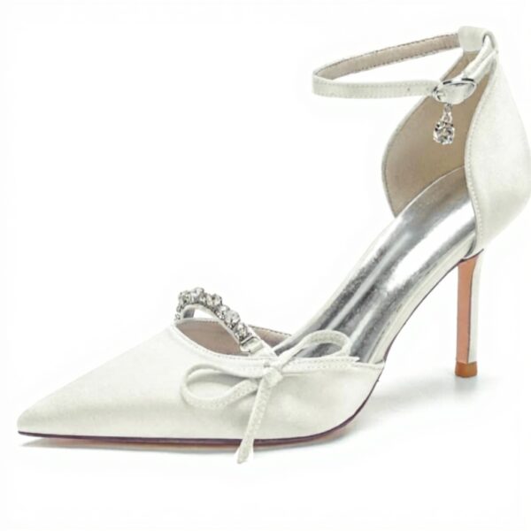 Chaussures de mariée satin fermées pointues RBQIZVW talon