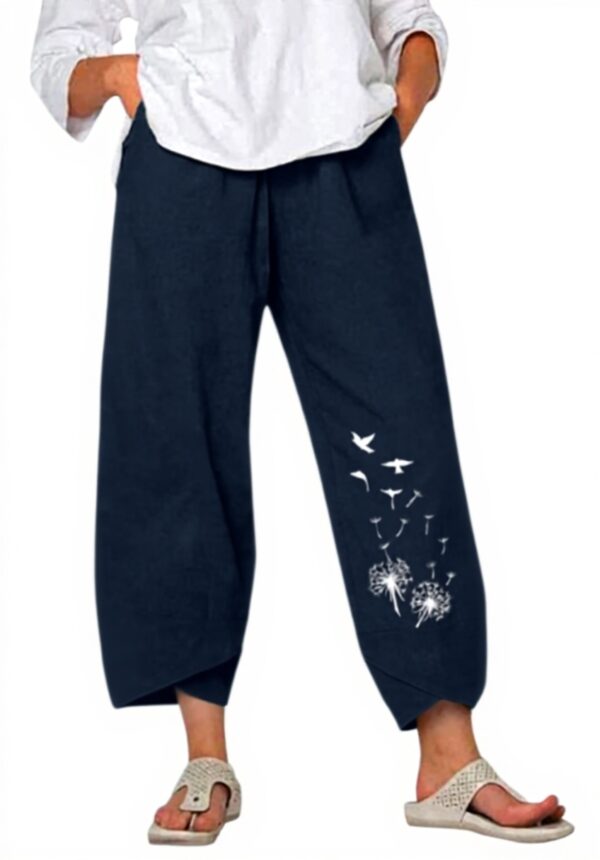 Pantalon court femme chic bureau capri large poches noir