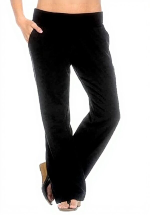 Pantalon femme coton lin taille basse droit Generic