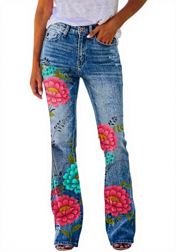 Pantalon menstruel femme motif imprimé lâche ourlet évasé