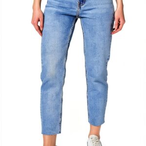 ONLY Jean Femme Coupe Droite Taille Haute Coton Élasthanne-0