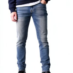 Skinny Jeans Bleu Coupe Slim Confort Homme Mode Décontractée-0