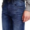 Jean Homme Blend Coton Élastique Coupe Régulière Bleu Denim-4