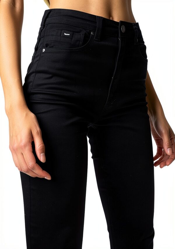 Pantalon Femme Coton Élasthanne Coupe Lâche Jaune Noir-1
