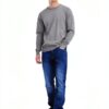 Jean Homme Blend Coton Élastique Coupe Régulière Bleu Denim-2