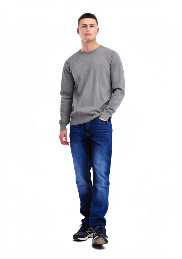 Jean Homme Blend Coton Élastique Coupe Régulière Bleu Denim-2