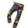 Jean Homme Slim Ripped Dénim Confortable Taille Asiatique-2