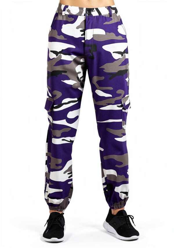 Pantalon Femme Grande Taille Cargo Camouflage Élastique