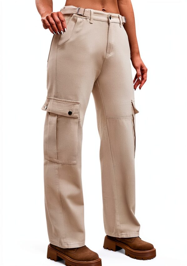 Pantalon Cargo Femme Taille Haute Noir Mode Décontractée