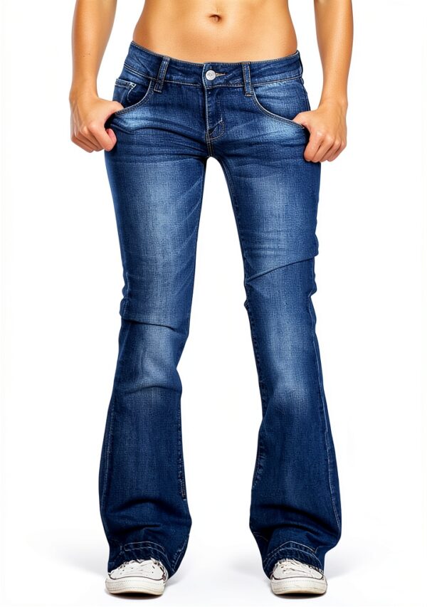 Pantalon Fleuri Jeans Stretch Femme Taille Mince Blanc