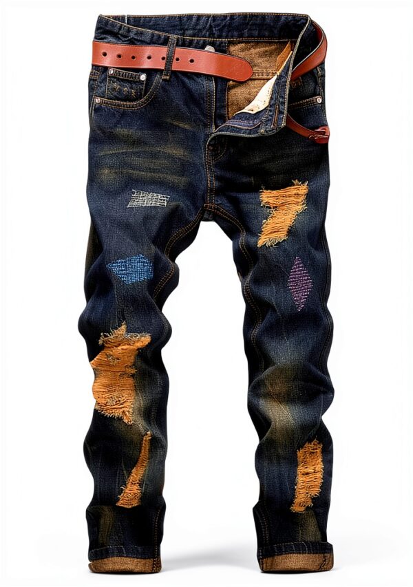 Jean Homme Slim Ripped Dénim Confortable Taille Asiatique-0