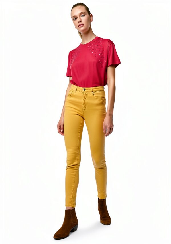 Jean Skinny Femme Coton Élasthanne Jaune Taille 25 27-2