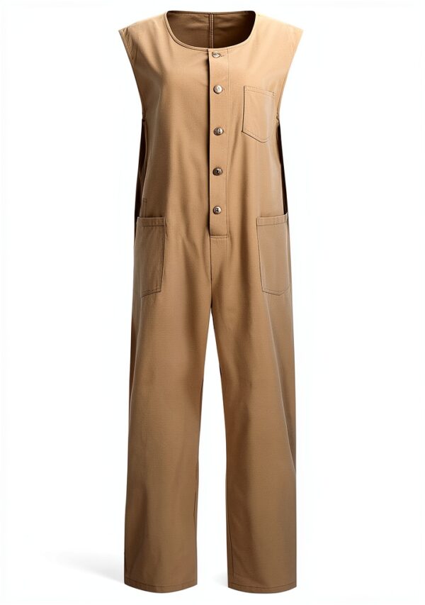 Salopette Jeans Femme Générique Beige Kaki Taille S à XXL-1