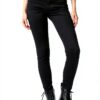 Pantalon Femme Coton Élasthanne Coupe Lâche Jaune Noir-0