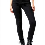 Pantalon Femme Coton Élasthanne Coupe Lâche Jaune Noir-0