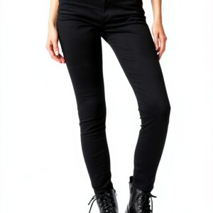 Pantalon Femme Coton Élasthanne Coupe Lâche Jaune Noir-0