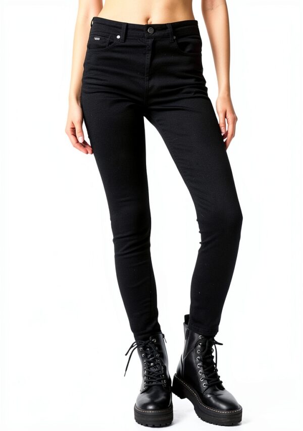 Pantalon Femme Coton Élasthanne Coupe Lâche Jaune Noir-0