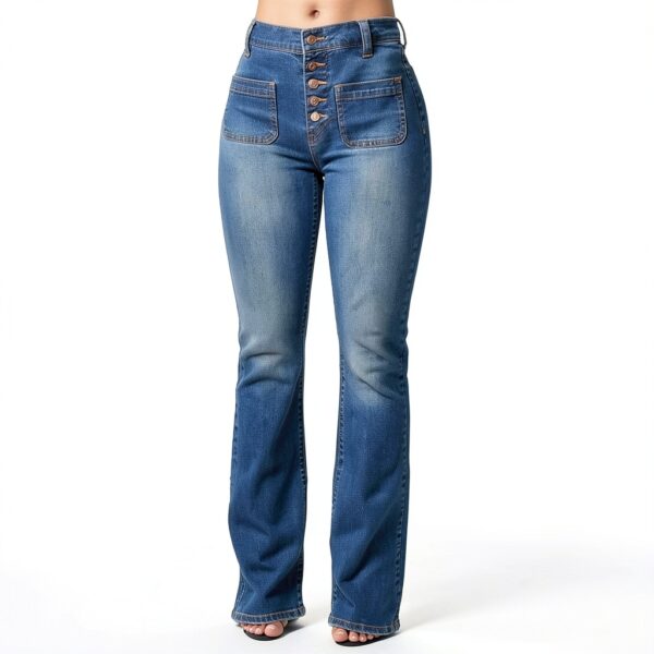 Pantalon femme simili cuir confortable grande taille bleu-3