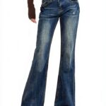 Jean Femme Bleu Taille Haute Confortable Pantalon-0