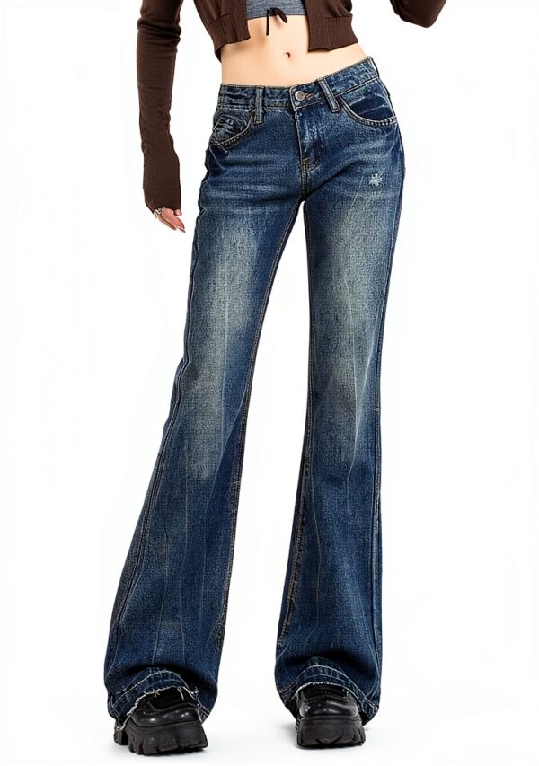 Jean Femme Bleu Taille Haute Confortable Pantalon-0
