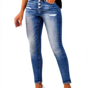 Pantalon Femme Confortable Bleu Foncé Taille Haute Molleton-0