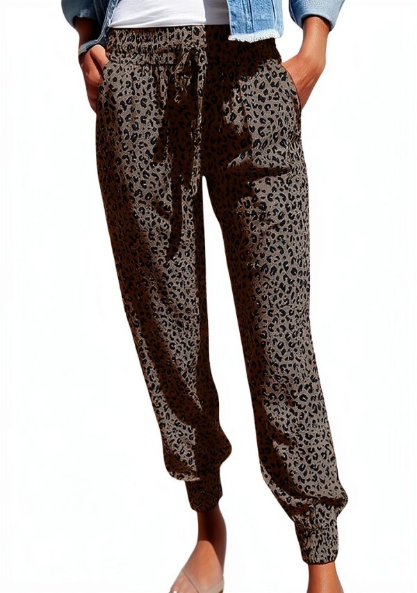 Pantalon Thai Femme Generic Décontracté Léopard Noir