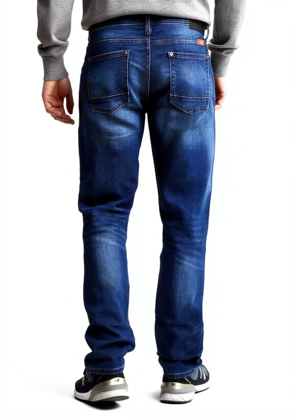 Jean Homme Blend Coton Élastique Coupe Régulière Bleu Denim-3