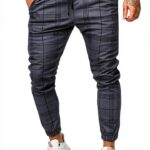 Pantalon Homme Gris Foncé Cintre Droit Taille S M L-0