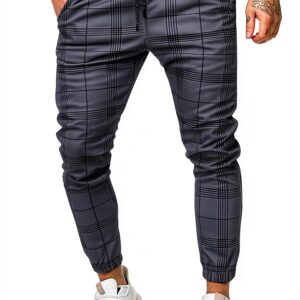 Pantalon Homme Gris Foncé Cintre Droit Taille S M L-0