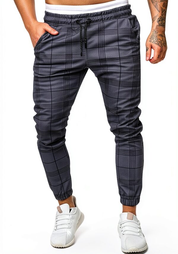 Pantalon Homme Gris Foncé Cintre Droit Taille S M L-0