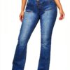 Jean Femme Pantalon Moulant Taille Élastique Bleu Noir Blanc-0