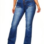 Jean Femme Pantalon Moulant Taille Élastique Bleu Noir Blanc-0