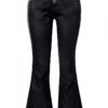 Jean femme noir confortable pantalon denim coupe ajustée-3