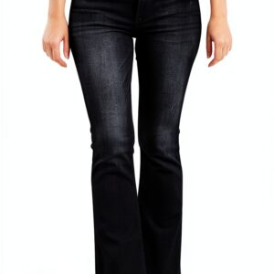 Jean femme noir stretch pantalon denim confortable-0