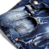 Jean Homme Slim Dénim Déchiré Bleu Noir Taille Moyenne-2