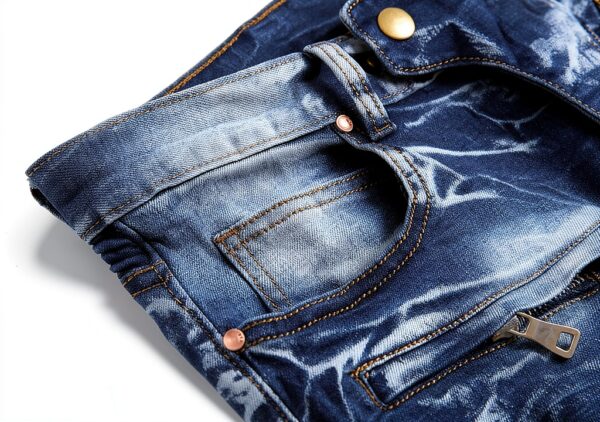 Jean Homme Slim Dénim Déchiré Bleu Noir Taille Moyenne-2