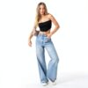 Jean femme bleu foncé confortable grande taille mode-1
