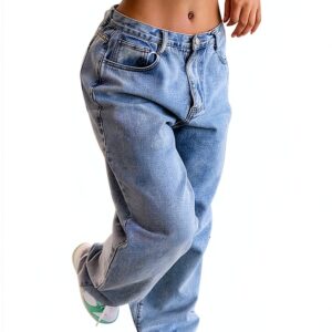 Jean femme pantalon sarouel coton confortable taille XL-0