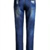 Jean Femme Pantalon Taille Haute Élastique Bleu Noir-3