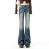 Jean Femme Bleu Taille Haute Confortable Pantalon-1