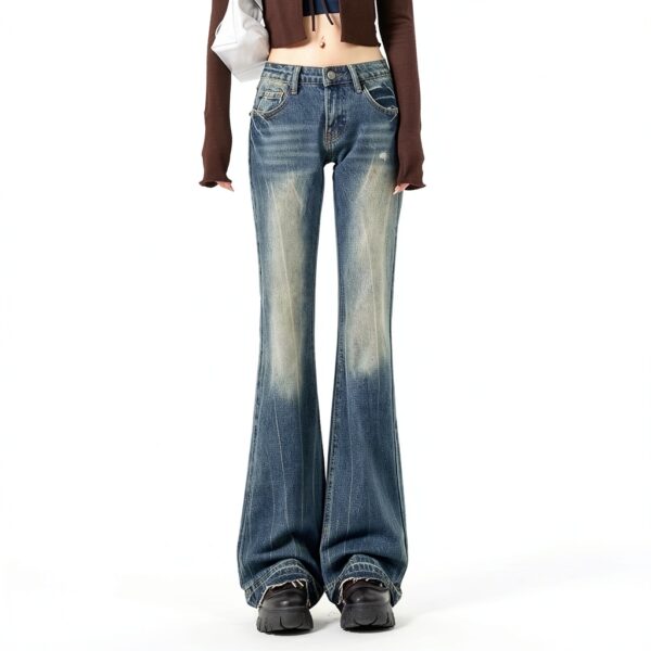 Jean Femme Bleu Taille Haute Confortable Pantalon-1