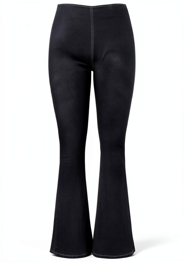 Jean femme denim confortable coupe droite taille haute-2