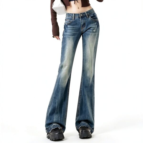 Jean Femme Bleu Taille Haute Confortable Pantalon-3