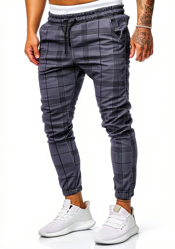 Pantalon Homme Gris Foncé Cintre Droit Taille S M L-3