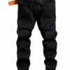 Jean Homme Slim Noir Dénim Coton Confortable Taille-1