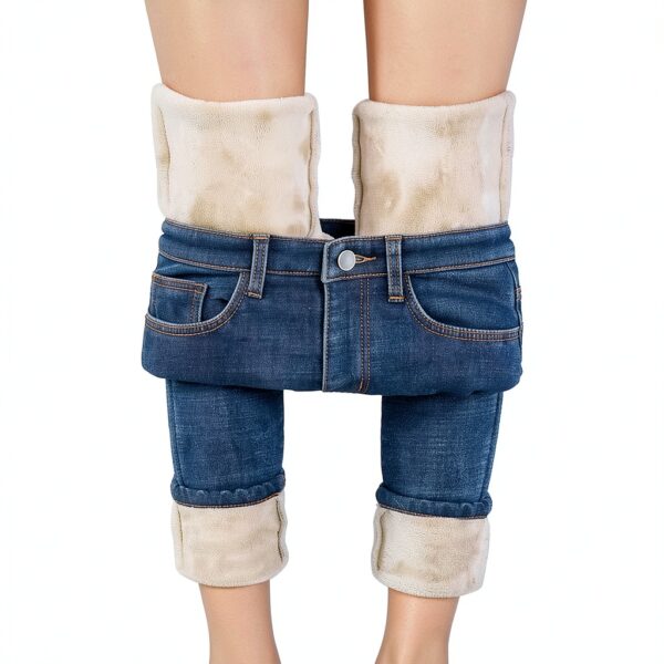 Pantalon Jogger Femme WWricotta Bleu Taille Haute Polaire-2