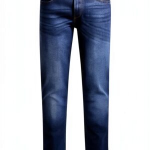 Jean Homme Blend Coton Élastique Coupe Régulière Bleu Denim-0