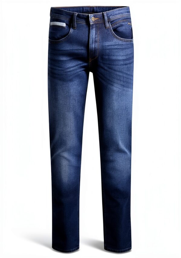 Jean Homme Blend Coton Élastique Coupe Régulière Bleu Denim-0