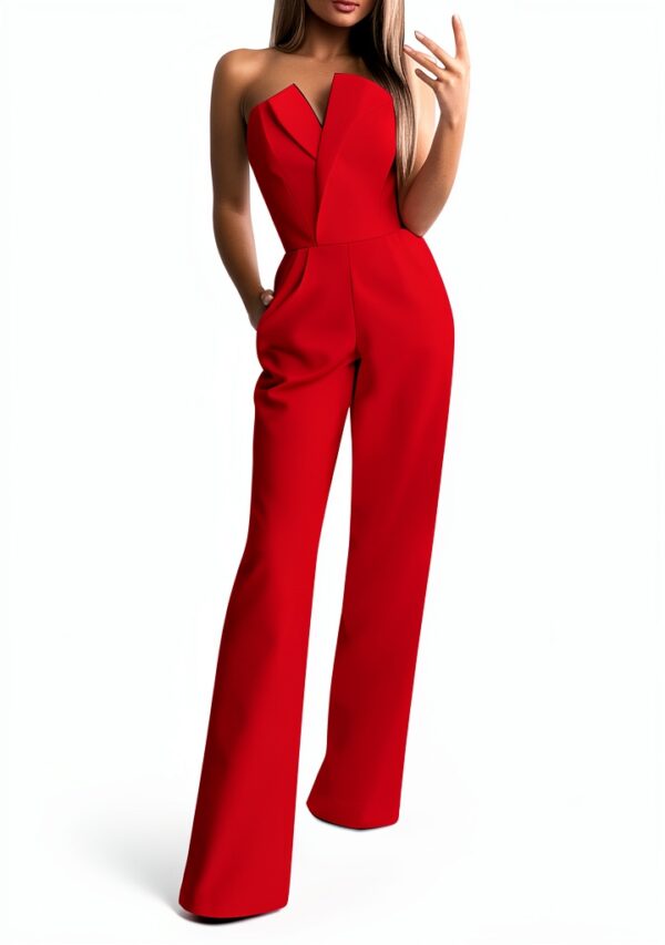 Combinaison Denim Femme Rouge Générique Polyvalente-0